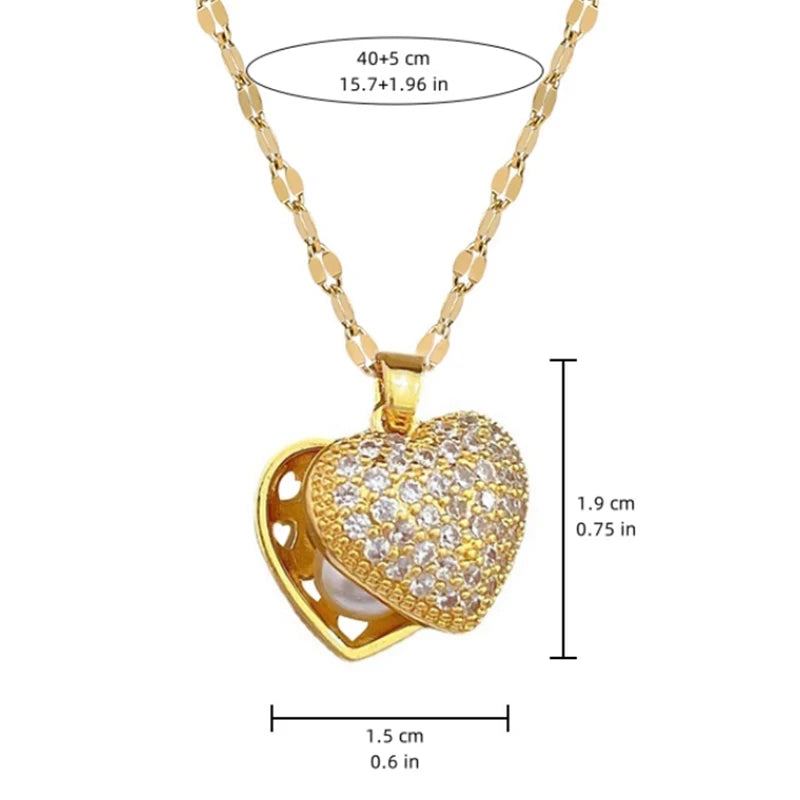 Golden Heart Pearl Necklace