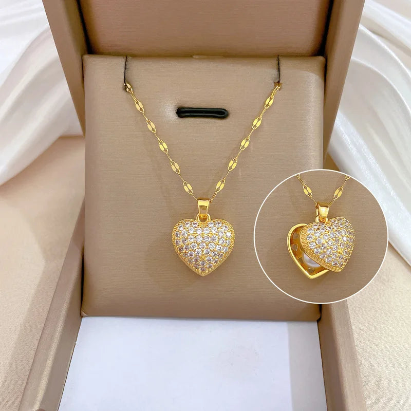 Golden Heart Pearl Necklace