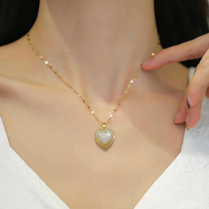 Golden Heart Pearl Necklace